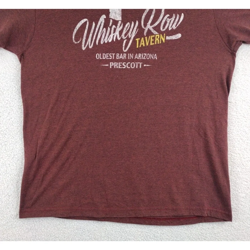 Prairie Mountain Mens Whiskey Row Tavern T Shirt XL Marled Burgundy‎ Graphic Tee